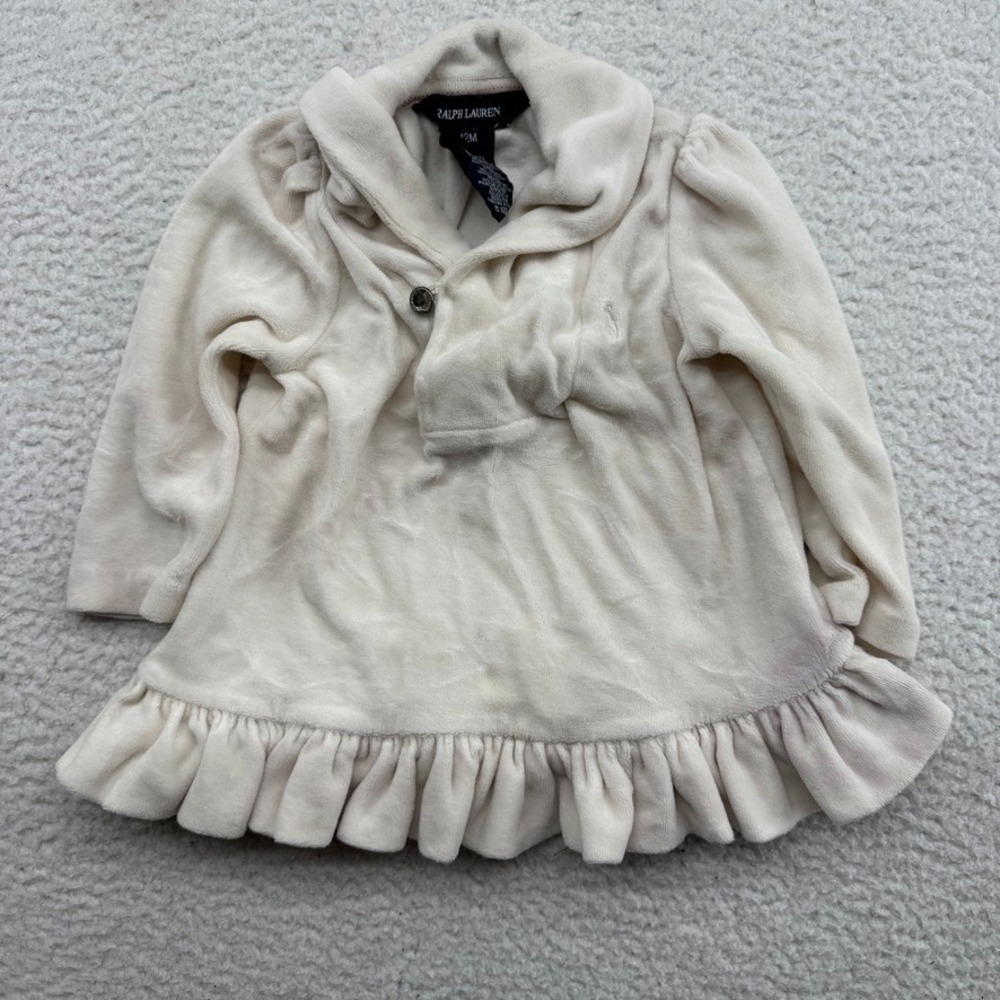 Ralph Lauren Sweater Dress Baby 12M White Mock Neck Long Sleeve Pony Super Soft
